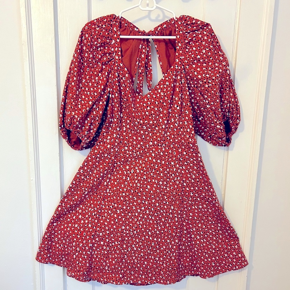 The Odells Anthropologie Size L Puff Sleeve A-line Dress with Sweetheart Neck